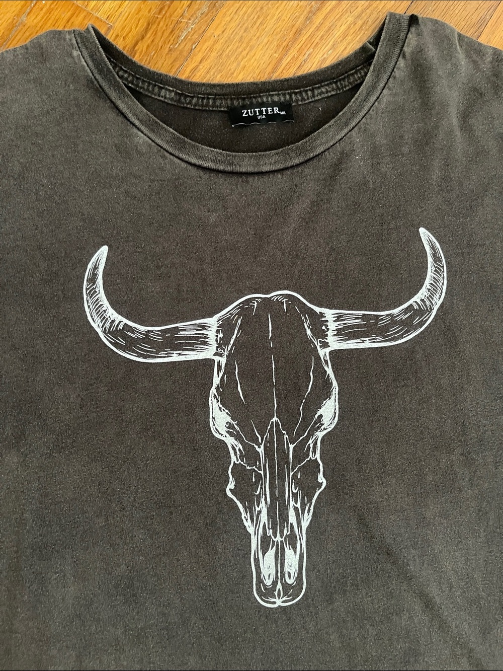 Graphic Bull Skull Tee Dress in Faded Black/Grey M/L - Picture 2 of 5